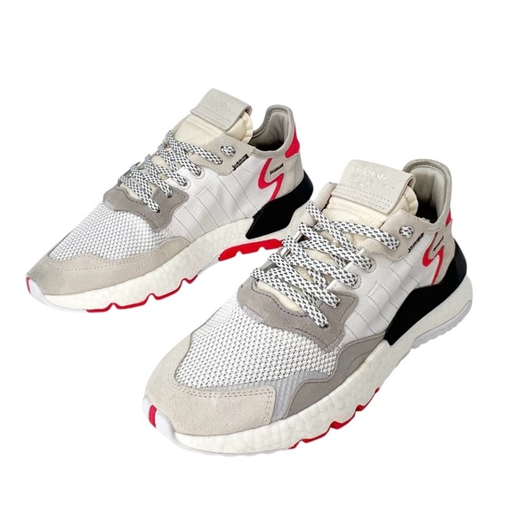 Adidas Nite Jogger Sneaker Men’s Size 8 White / Shock Red F34123 - Picture 12 of 13